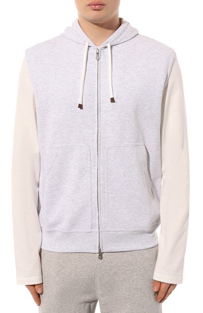 Хлопковый жилет BRUNELLO CUCINELLI светло-серого цвета по цене 84750 руб., арт. M0T35B2281, фото 3 Хлопковый жилет BRUNELLO CUCINELLI, арт. M0T35B2281, фото 3