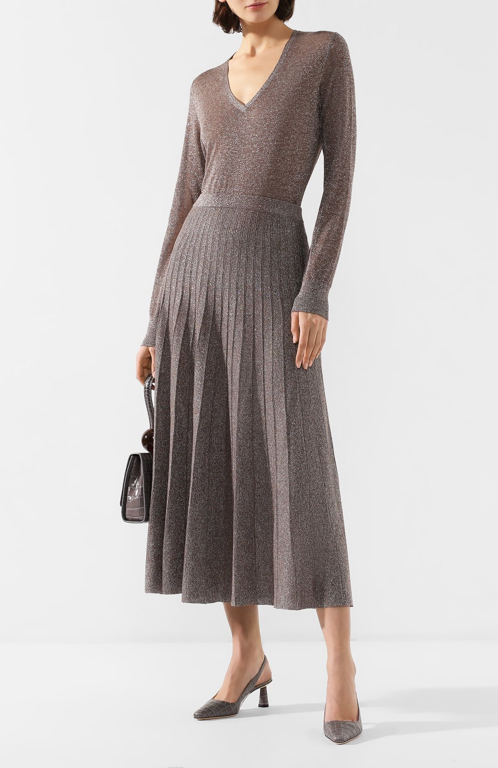 Юбка-миди JOSEPH серебряного цвета по цене 33000 руб., арт. JF004351, фото 2 Юбка-миди JOSEPH, арт. JF004351, фото 2
