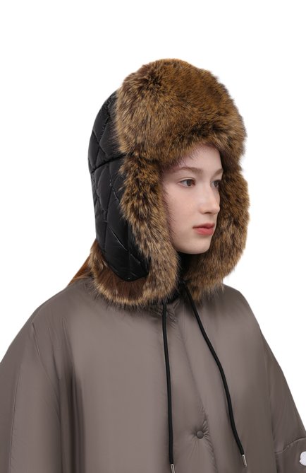 Женская пуховая шапка-ушанка MONCLER черного цвета, арт. G2-093-3B000-43-68950 | �Фото 2 (Материал: Текстиль, Синтетический материал)