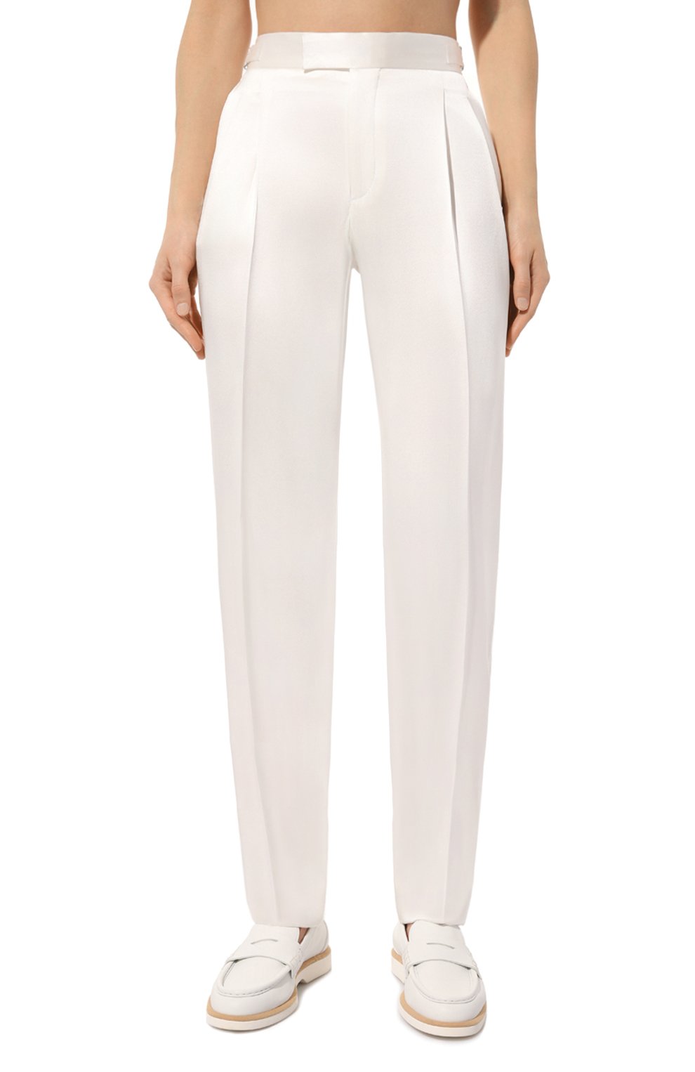 Шелковые брюки JACOB LEE белого цвета по цене 92150 руб., арт. WWP058SS24PW, фото 3 Шелковые брюки JACOB LEE, арт. WWP058SS24PW, фото 3