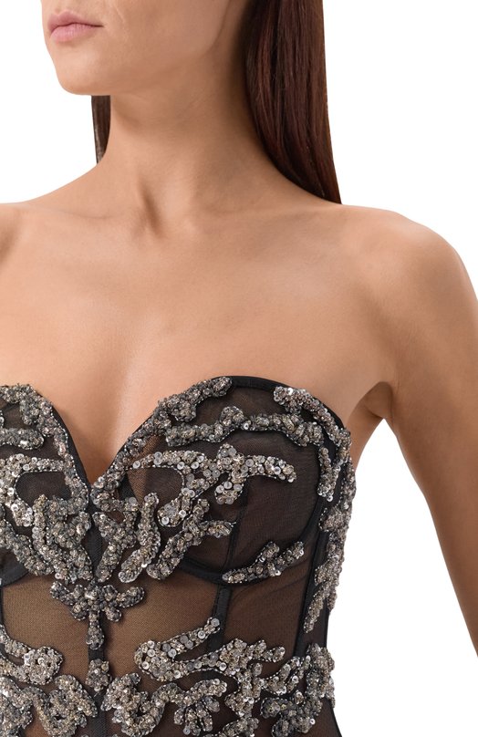 Топ с отделкой стразами и пайетками Zuhair Murad PTP25015/EM0R005 Чёрный  PTP25015/EM0R005 Фото 5