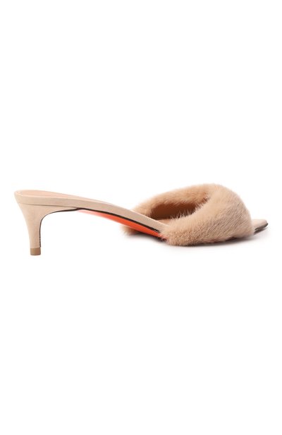 Замшевые мюли с отделкой из норки SANTONI, арт. WHTG71778HI2N0NE, фото 5