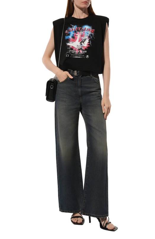 Хлопковая футболка Versace Jeans Couture 77HAHL05/CJ01L Чёрный  77HAHL05/CJ01L Фото 2