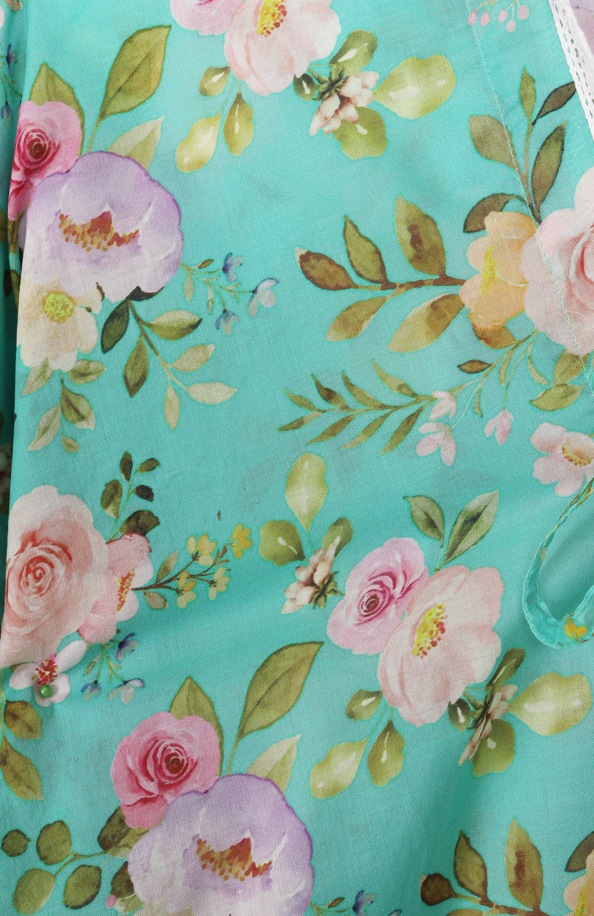 Хлопковая туника OLGA VALENTINE бирюзового цвета по цене 16000 руб., арт. 17KM/1A-10A, фото 3 Хлопковая туника OLGA VALENTINE, арт. 17KM/1A-10A, фото 3