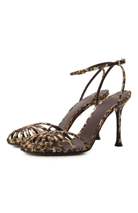 Атласные босоножки Ally 95 Alevi Milano L25SC002.R.0222M32/GLAM SATIN Леопардовый L25SC002.R.0222M32/GLAM SATIN