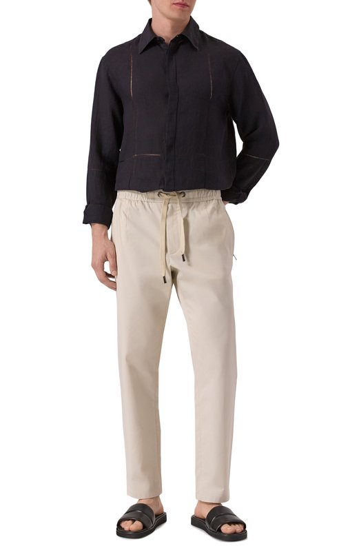 Кожаные шлепанцы Kiton USSA301N0123301 Чёрный  USSA301N0123301 Фото 2