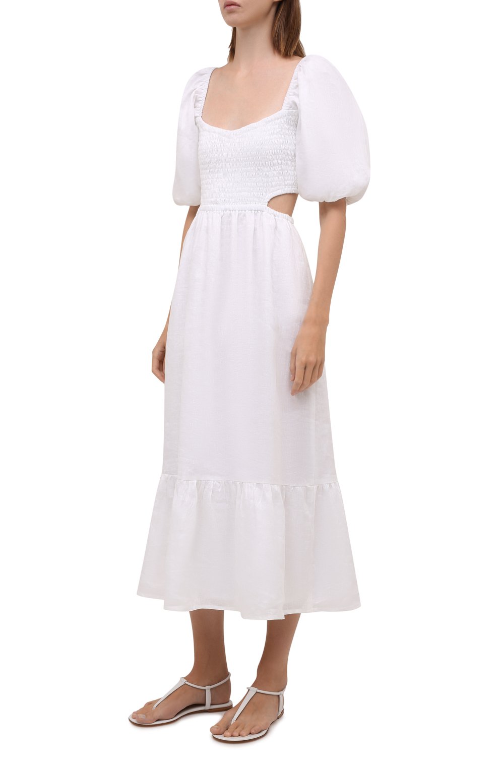 Льняное платье FAITHFULL THE BRAND белого цвета по цене 55450 руб., арт. FF1946-WHT, фото 3 Льняное платье FAITHFULL THE BRAND, арт. FF1946-WHT, фото 3