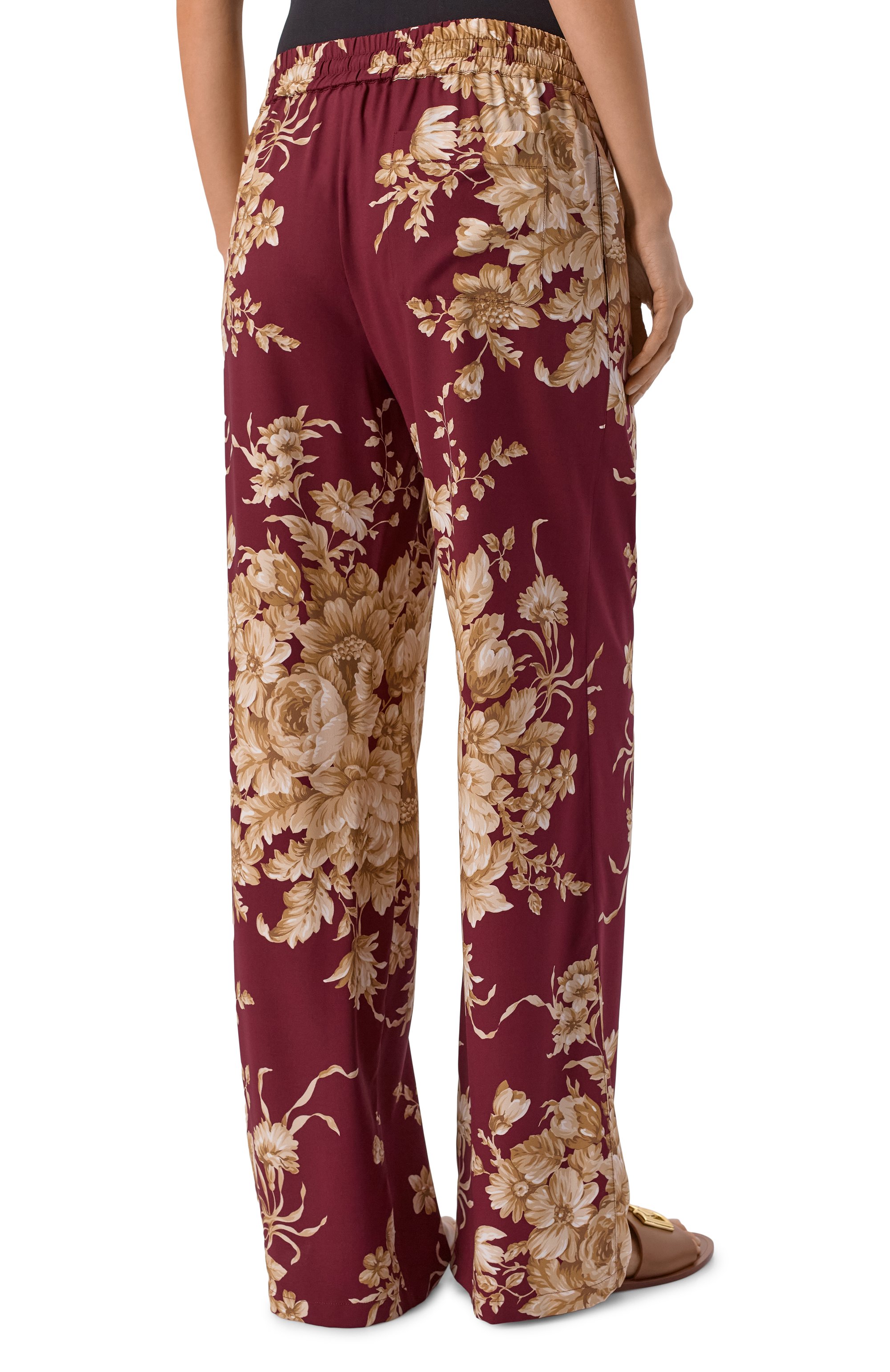 Шелковые брюки DOLCE & GABBANA бордового цвета по цене 218000 руб., арт. FTC12T/FSA7Y, фото 4 Шелковые брюки DOLCE & GABBANA, арт. FTC12T/FSA7Y, фото 4