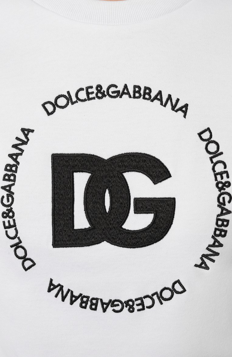 Женская хлопковая футболка DOLCE & GABBANA белого цвета, арт. F8T00Z/GDB5U | Фото 5 (Материал внешний: Хлопок; Длина (для топов): Стандартные; Рукава: Короткие; Принт: С принтом; Стили: Кэжуэл; Автоматизаци�я ТО: Проставлено; Автоматизация состава: Проставлено)