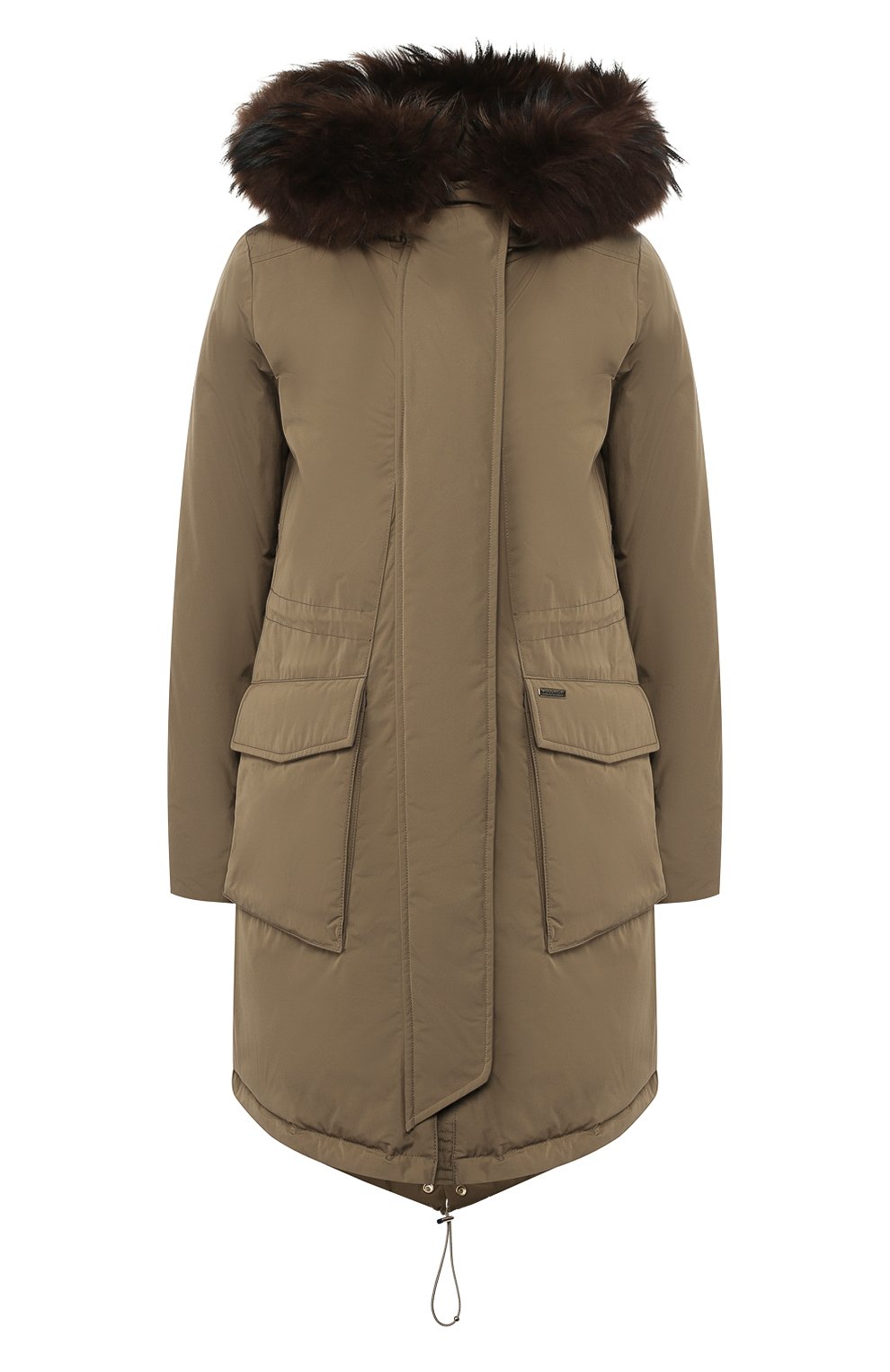 Парка с капюшоном на меховой подкладке WOOLRICH хаки цвета по цене 156500 руб., арт. WWCPS2617/CF40, фото 1 Парка с капюшоном на меховой подкладке WOOLRICH, арт. WWCPS2617/CF40, фото 1
