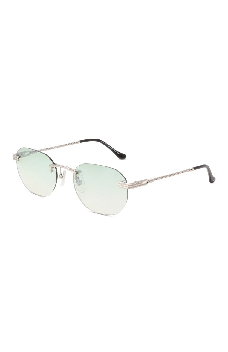 Женские солнцезащитные очки VINTAGE FRAMES зеленого цвета, арт. DETR0IT PLAYER 24KT WHITE G0LD/P0WDER GREEN | Фото 1 (Региональные ограничения белый список (Axapta Mercury): Не проставлено; Нос: Не проставлено; Кросс-КТ: С/з-унисекс; Тип очков: С/з; Материал: Металл; Очки форма: Квадратные, Безоправные; Оптика Гендер: оптика-унисекс)