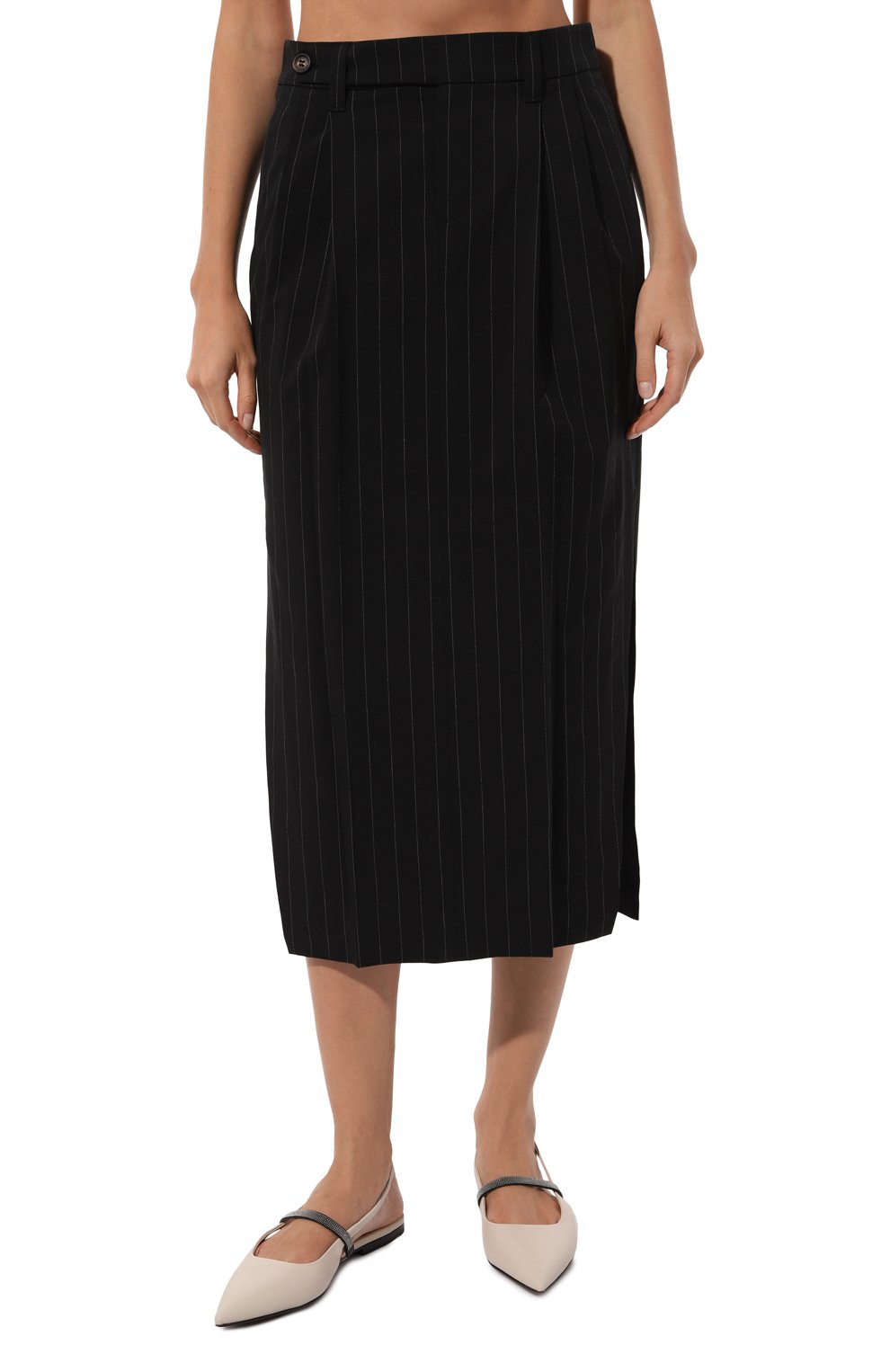 Юбка из шерсти и хлопка BRUNELLO CUCINELLI черного цвета по цене 175500 руб., арт. MP586G3664, фото 3 Юбка из шерсти и хлопка BRUNELLO CUCINELLI, арт. MP586G3664, фото 3