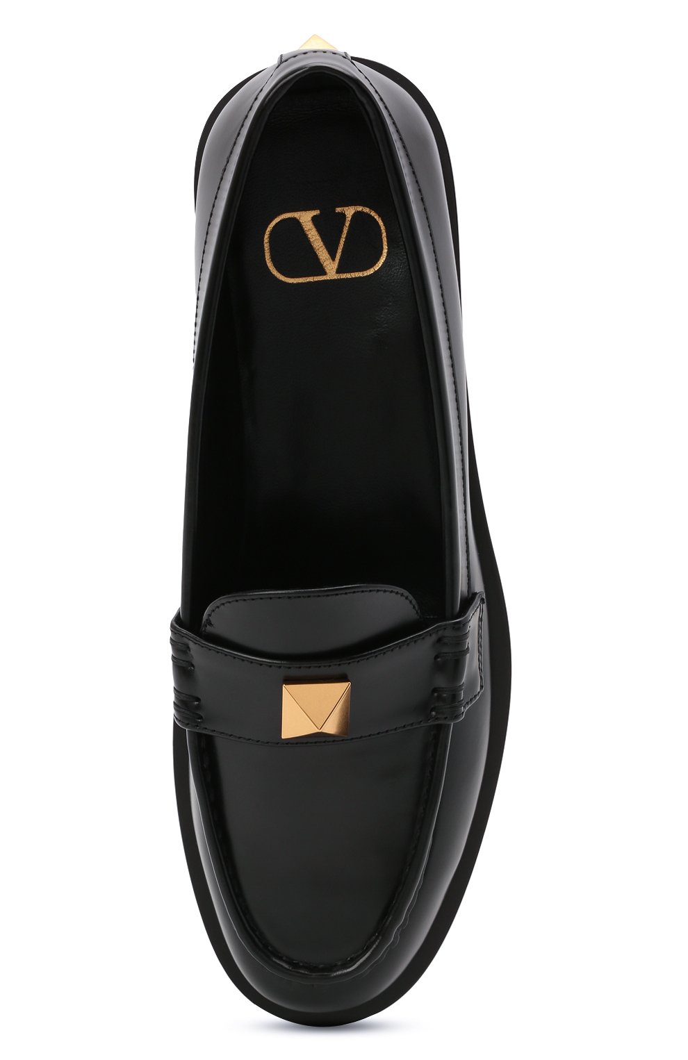 Женские черные кожаные лоферы roman stud VALENTINO купить в интернет ...