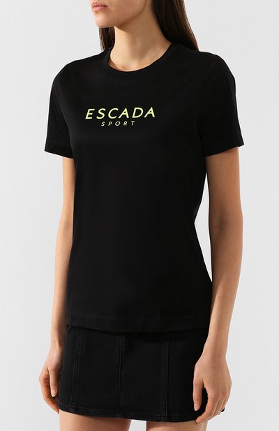 Хлопковая футболка ESCADA SPORT черного цвета по цене 12350 руб., арт. 5030679, фото 3 Хлопковая футболка ESCADA SPORT, арт. 5030679, фото 3