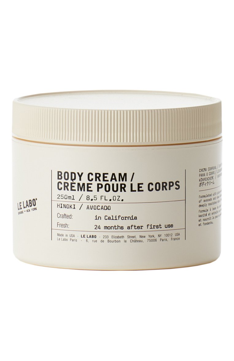 Крем для тела hinoki (250ml) LE LABO бесцветного цвета, арт. 842185102267 | Фото 1 (Статус проверки: Проверена категория; Тип продукта: Кремы; Назначение: Для тела; Нос: Не проставлено; Региональные ограничения белый список (Axapta Mercury): Не проставлено; Косметика кросс-кт: Уход У)