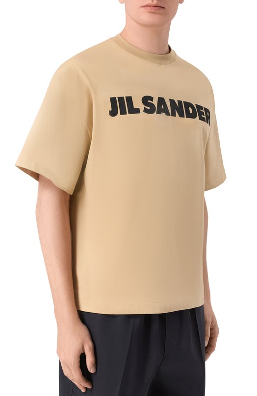 Хлопковая футболка Jil Sander J22GC0221/J20348 Бежевый  J22GC0221/J20348 Фото 3