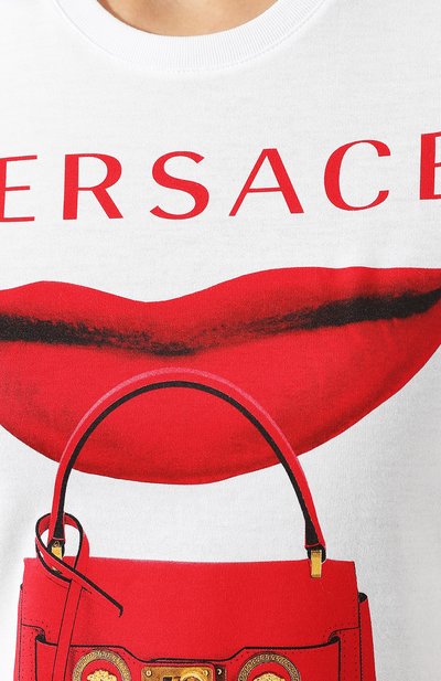 Хлопковая футболка VERSACE белого цвета по цене 43150 руб., арт. A84079/A228806, фото 5 Хлопковая футболка VERSACE, арт. A84079/A228806, фото 5