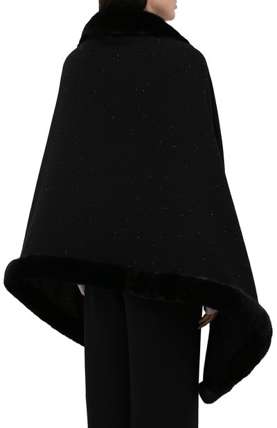 Кашемировая накидка LORO PIANA черного цвета по цене 1300000 руб., арт. FAL4632, фото 4 Кашемировая накидка LORO PIANA, арт. FAL4632, фото 4