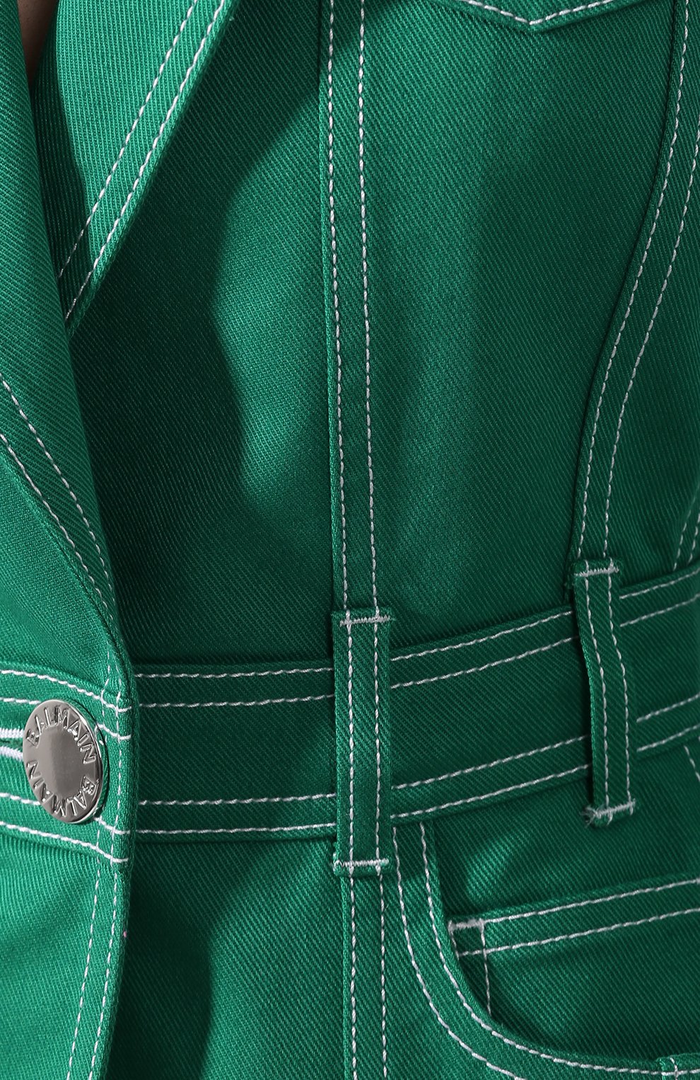 Джинсовый жакет BALMAIN зеленого цвета по цене 199500 руб., арт. TF07315/D022, фото 5 Джинсовый жакет BALMAIN, арт. TF07315/D022, фото 5