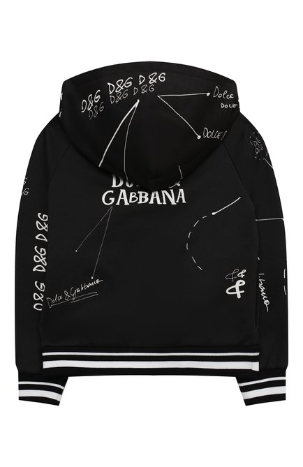 Детский хлопковая толстовка DOLCE & GABBANA черно-белого цвета, арт. L5JW2R/G7XBP/2-6 | Фото 2 (Материал внешний: Хлопок; Рукава: Длинные; Девочки Кро�сс-КТ: Толстовка-одежда; Девочки-школьная форма: Кардиганы; Региональные ограничения белый список (Axapta Mercury): RU; Материал сплава: Проставлено; Драгоценные камни: Проставлено; Ростовка одежда: 2 года | 92 см, 3 года | 98 см, 4 года | 104 см, 5 лет | 110 см, 6 лет | 116 см)