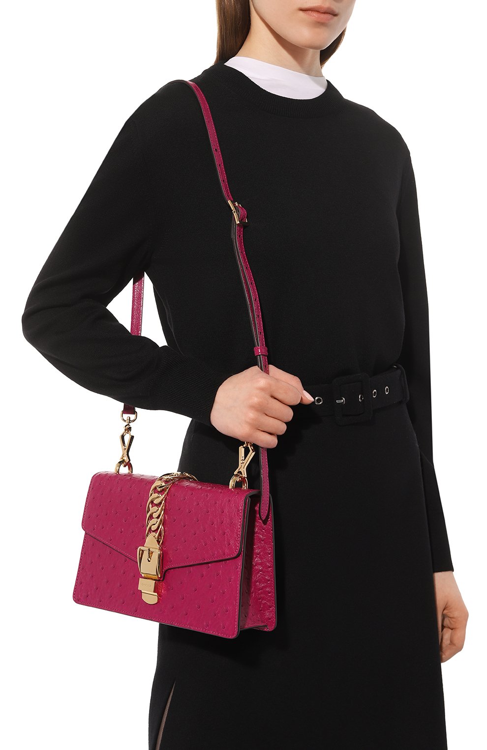 Сумка sylvie small из кожи страуса GUCCI, арт. 524405 GZPBG, фото 2