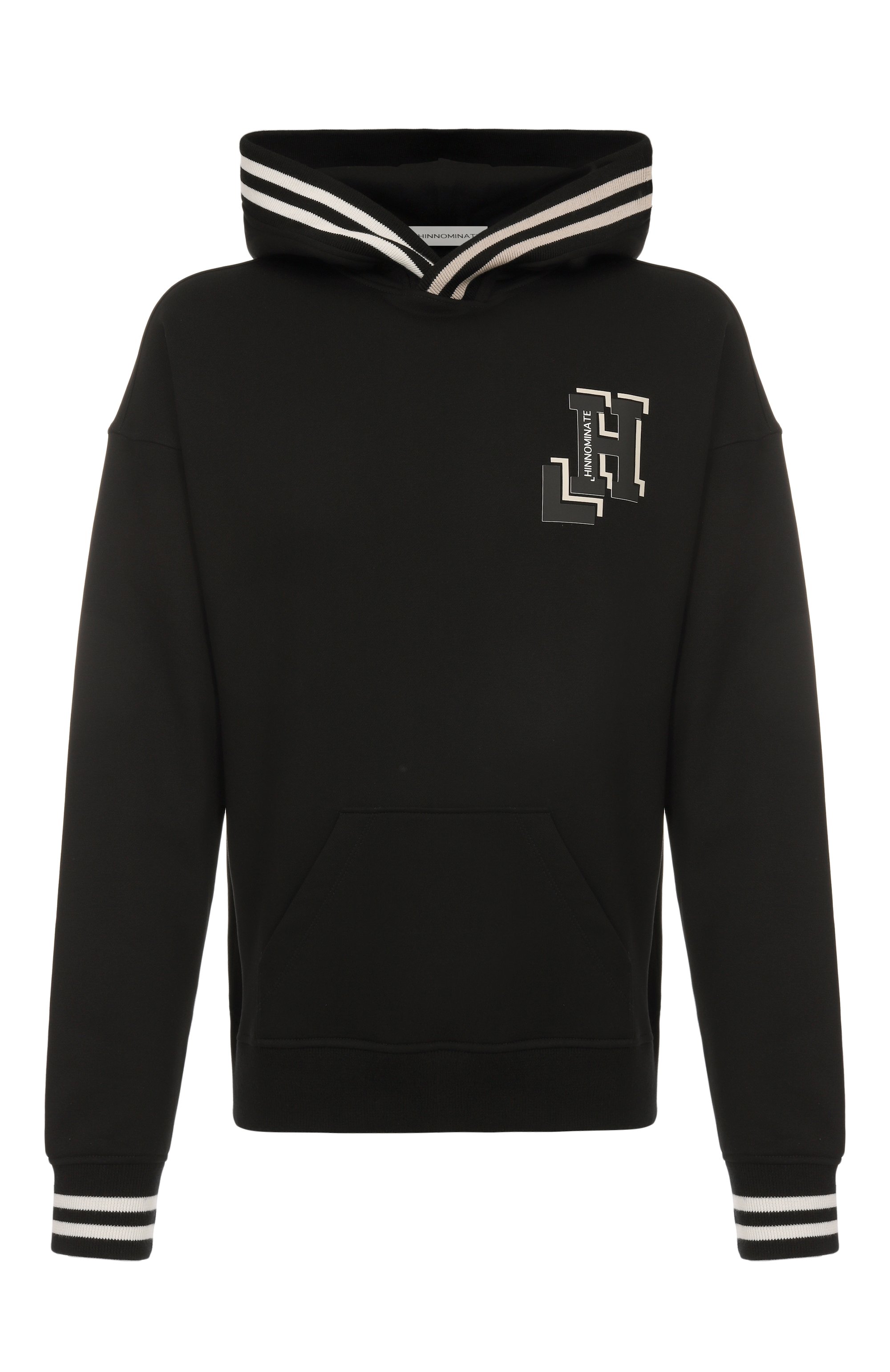 Хлопковое худи HINNOMINATE черного цвета по цене 19800 руб., арт. HMABM01440, фото 1 Хлопковое худи HINNOMINATE, арт. HMABM01440, фото 1