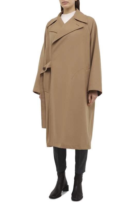 Шерстяное пальто Y`s Бежевый, фото 3