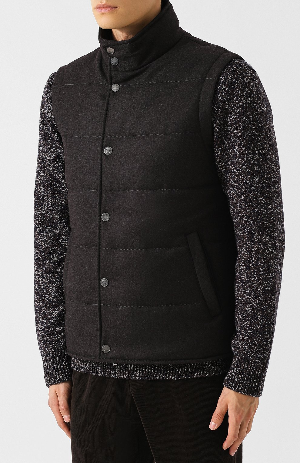 Утепленный кашемировый жилет на молнии с воротником-стойкой BRIONI, арт. SUM00L/07374, фото 3