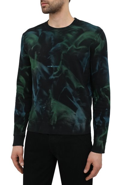 Хлопковый свитшот SAINT LAURENT зеленого цвета по цене 66950 руб., арт. 652506/Y36CZ, фото 3 Хлопковый свитшот SAINT LAURENT, арт. 652506/Y36CZ, фото 3