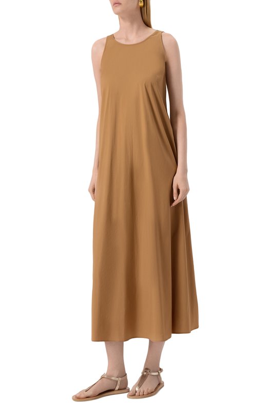 Хлопковое платье Max Mara ROMEA 2516221019 Бежевый  ROMEA 2516221019 Фото 3