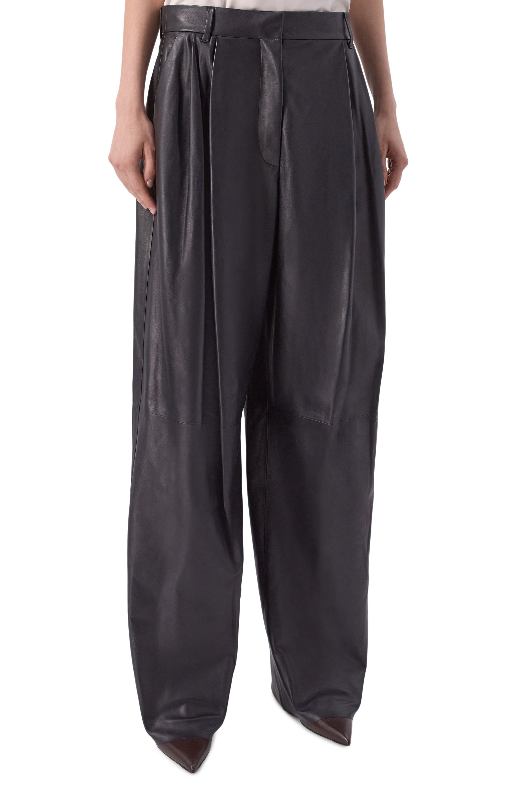 Кожаные брюки GIORGIO ARMANI темно-синего цвета по цене 644500 руб., арт. GW004209/AF29330, фото 3 Кожаные брюки GIORGIO ARMANI, арт. GW004209/AF29330, фото 3