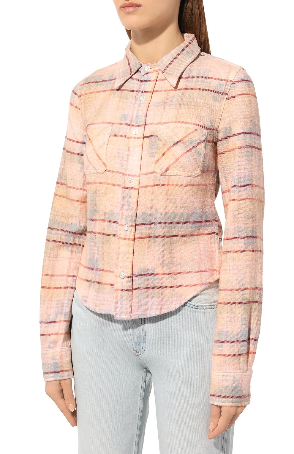 Хлопковая рубашка R13 розового цвета по цене 53950 руб., арт. R13WR311-R409B, фото 3 Хлопковая рубашка R13, арт. R13WR311-R409B, фото 3