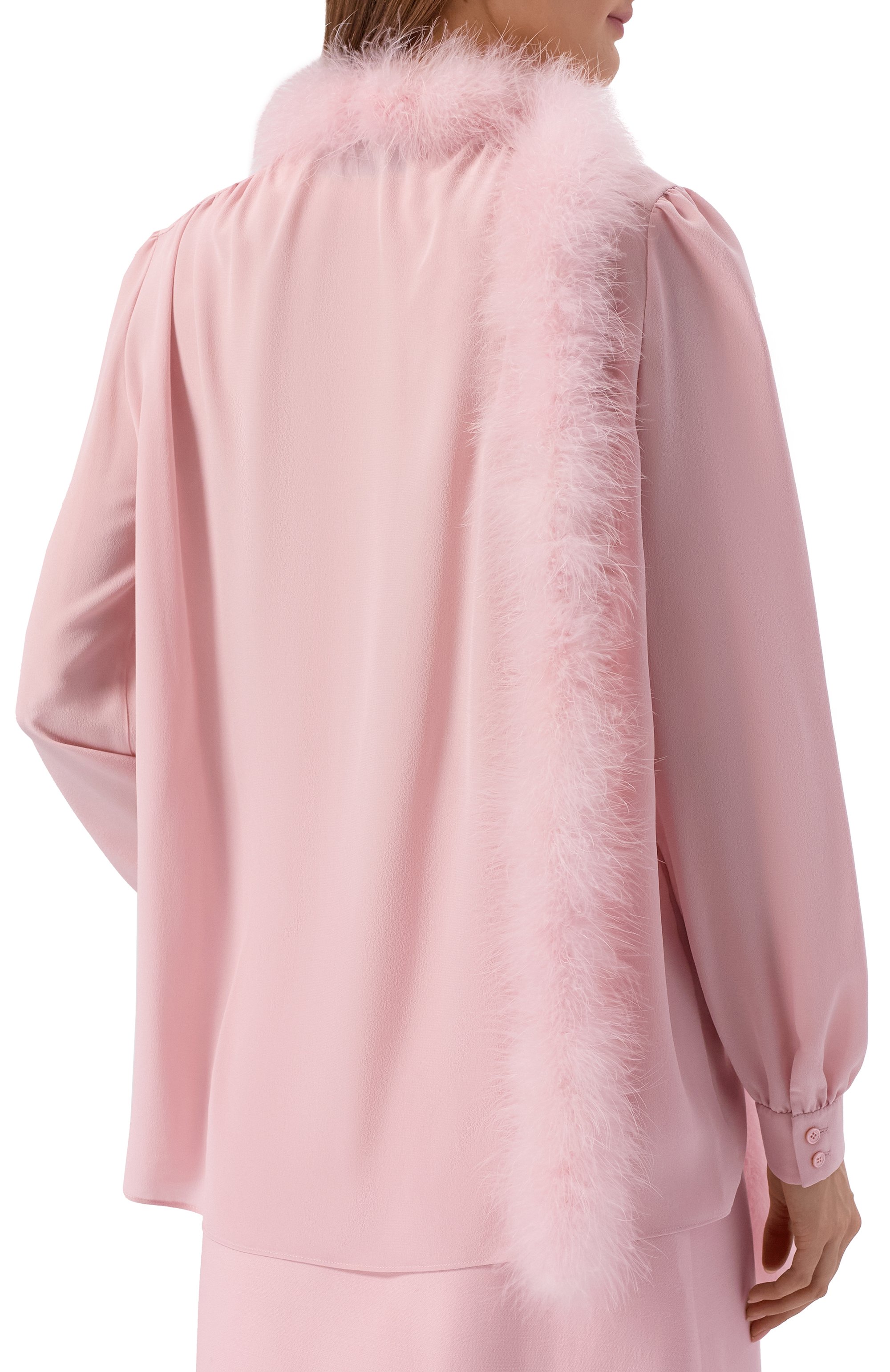 Шелковая блузка с отделкой перьями VALENTINO, арт. 8B3AB8A1/21B, фото 4