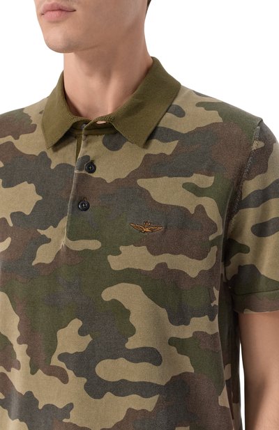 Хлопковое поло AERONAUTICA MILITARE хаки цвета по цене 21150 руб., арт. MA1622UL00932, фото 5 Хлопковое поло AERONAUTICA MILITARE, арт. MA1622UL00932, фото 5