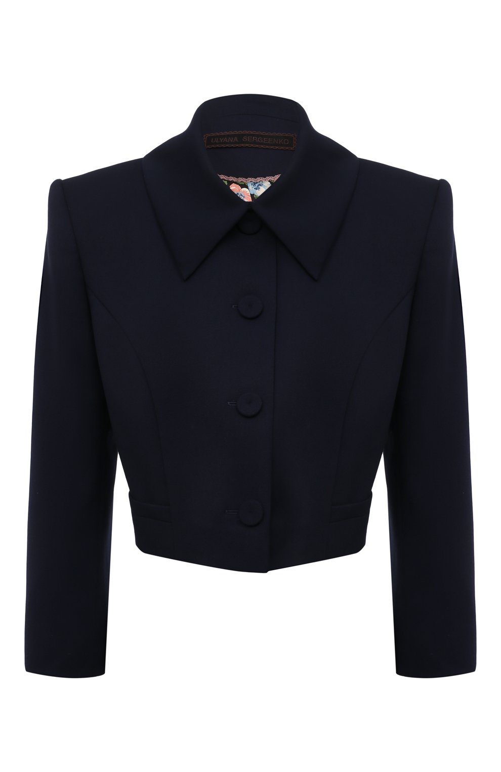 Шерстяной жакет ULYANA SERGEENKO темно-синего цвета по цене 220000 руб., арт. GCC004FW22P 2196т22, фото 1 Шерстяной жакет ULYANA SERGEENKO, арт. GCC004FW22P 2196т22, фото 1