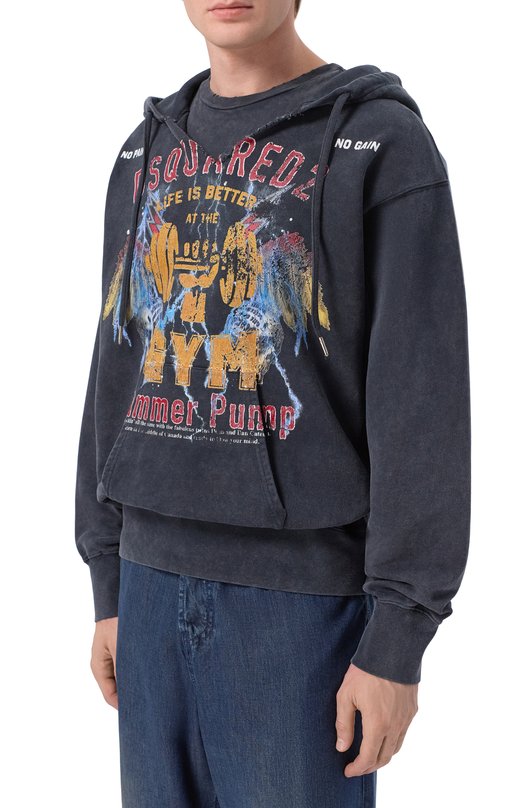 Хлопковое худи Dsquared2 S74GU0942/D25028 Серый  S74GU0942/D25028 Фото 3