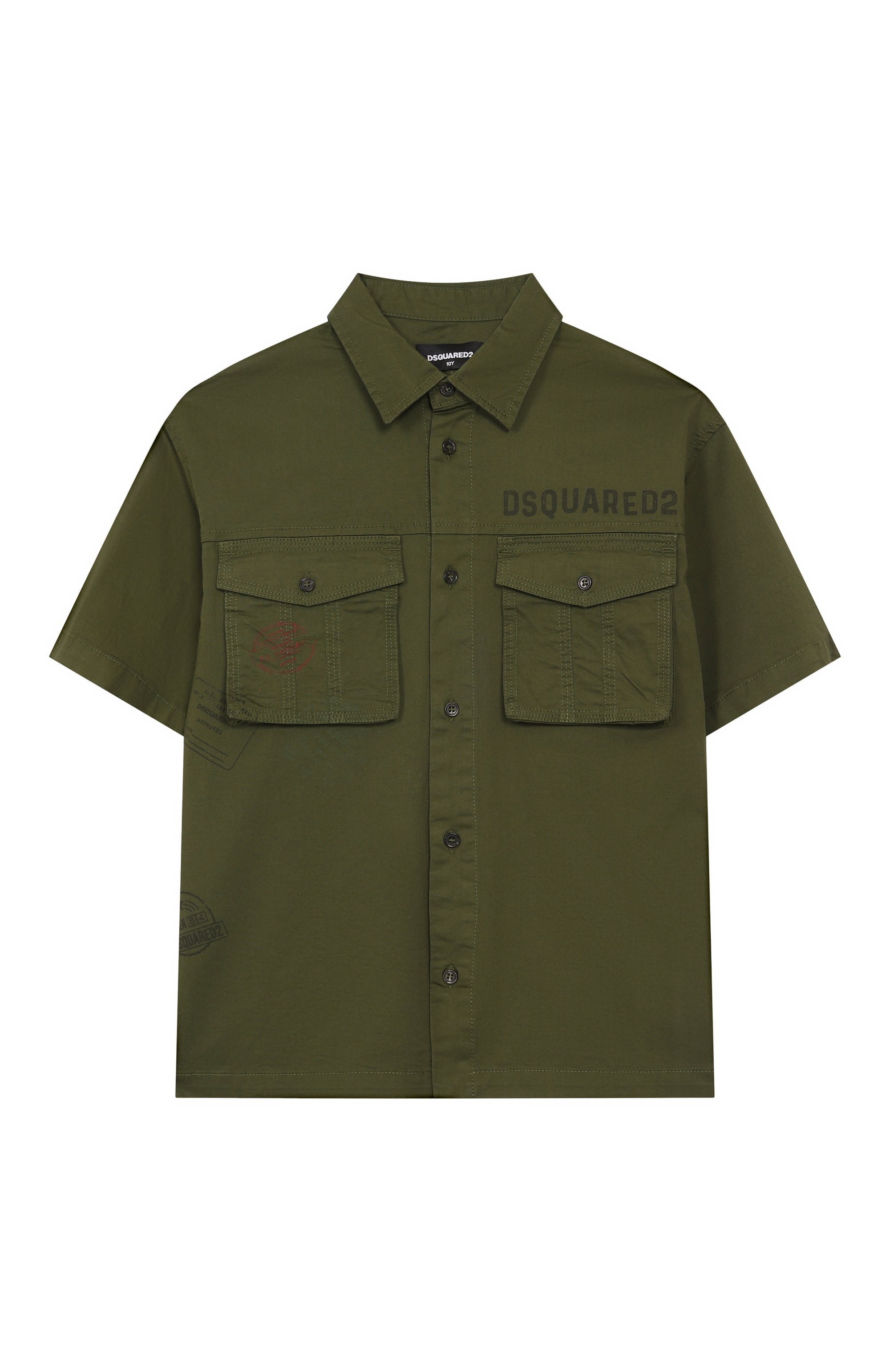 Хлопковая рубашка DSQUARED2 хаки цвета по цене 20900 руб., арт. DQ2775/D0ACB, фото 1 Хлопковая рубашка DSQUARED2, арт. DQ2775/D0ACB, фото 1