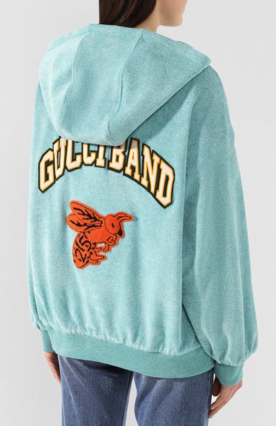 Толстовка из вискозы GUCCI бирюзового цвета по цене 116000 руб., арт. 605400/XJBW2, фото 4 Толстовка из вискозы GUCCI, арт. 605400/XJBW2, фото 4