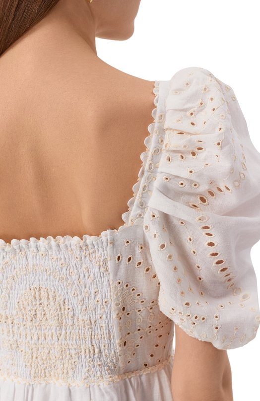 Платье из хлопка и льна Charo Ruiz Ibiza 254604 Кремовый  254604 Фото 4