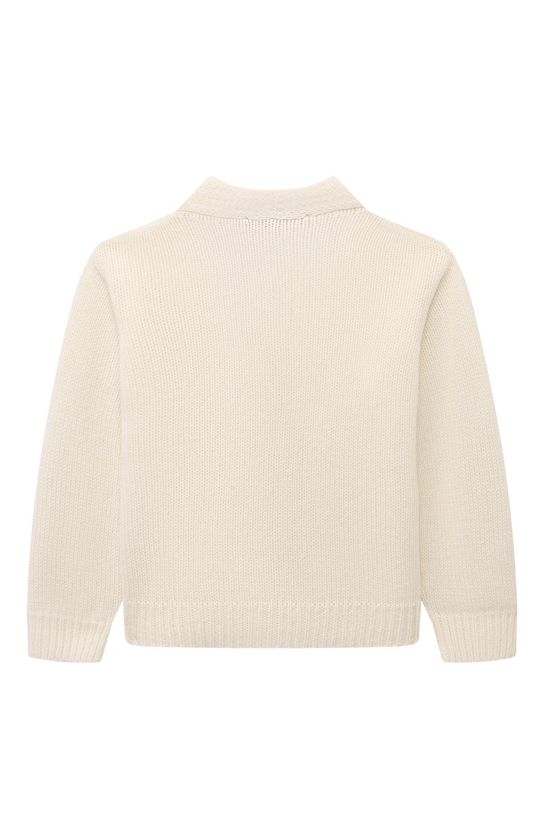 Детский кашемировый кардиган GIORGETTI CASHMERE молочного цвета, арт. MB1826/1-6 | Фото 2 (Материал внешний: Шерсть, Кашемир; Драгоценные камни: Проставлено; Материал сплава: Проставлено; Рукава: Длинные; Девочки Кросс-КТ: Кардиган-одежда; Ростовка одежда: 2 года | 92 см, 6 лет | 116 см, 4 года | 104 см)