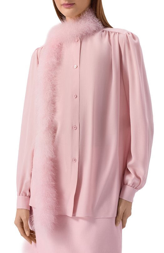 Шелковая блузка с отделкой перьями Valentino 8B3AB8A1/21B Розовый  8B3AB8A1/21B Фото 3