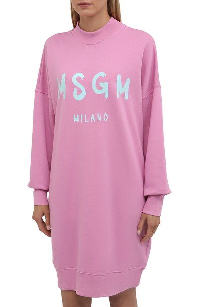 Хлопковое платье MSGM розового цвета по цене 32150 руб., арт. 3141MDA511 217799, фото 3 Хлопковое платье MSGM, арт. 3141MDA511 217799, фото 3