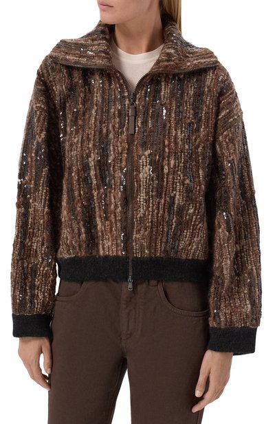 Кардиган из мохера BRUNELLO CUCINELLI темно-коричневого цвета по цене 726000 руб., арт. MNLR08306, фото 3 Кардиган из мохера BRUNELLO CUCINELLI, арт. MNLR08306, фото 3