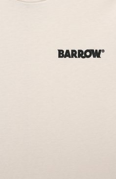 Детское хлопковое платье BARROW кремвого цвета, арт. S4BKJGDR061 | Фото 3 (Рукава: Короткие; Случай: Повседневный; Материал сплава: Проставлено; Материал �внешний: Хлопок; Девочки Кросс-КТ: Платье-одежда; Драгоценные камни: Проставлено; Ростовка одежда: 6 лет | 116 см, 8 лет | 128 см, 10 - 11 лет | 140 - 146см, 12 лет | 152 см, 13 - 15 лет | 158 см)