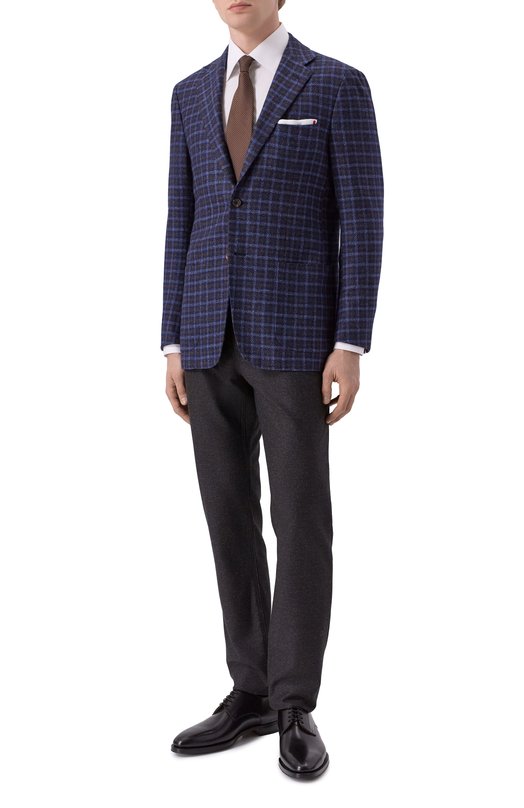 Пиджак из шерсти и шелка Kiton UG81K0128G02 Синий  UG81K0128G02 Фото 2