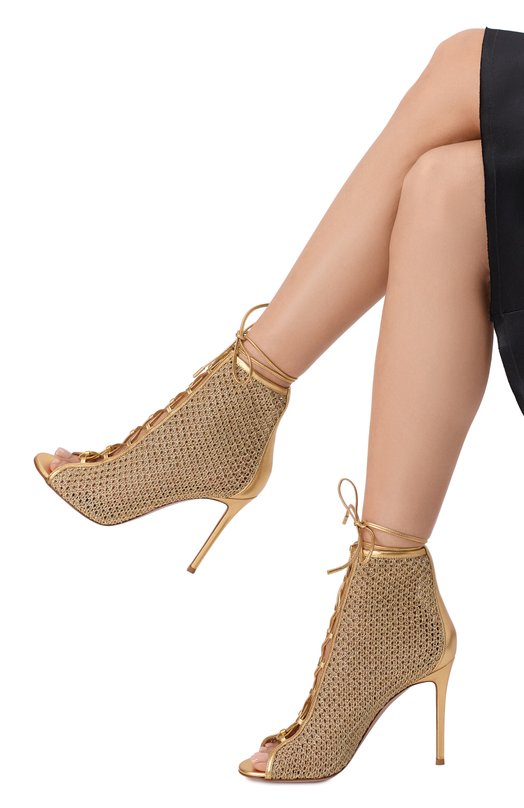 Текстильные ботильоны Gianvito Rossi G50643.15RIC.NITMEKM Золотой  G50643.15RIC.NITMEKM Фото 2