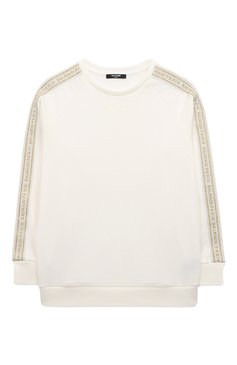 Детский хлопковый свитшот BALMAIN кремвого цвета, арт. BT4Q70 | Фото 1 (Рукава: Длинные; Материал сплава: Проставлено; Материал внешний: Хлопок; Девочки Кросс-КТ: Свитшот-одежда; Драгоценные камни: Проставлено; Ростовка одежда: 10 - 11 лет | 140 - 146см, 12 лет | 152 см, 6 лет | 116 см, 13 - 15 лет | 158 см, 8 лет | 128 см)