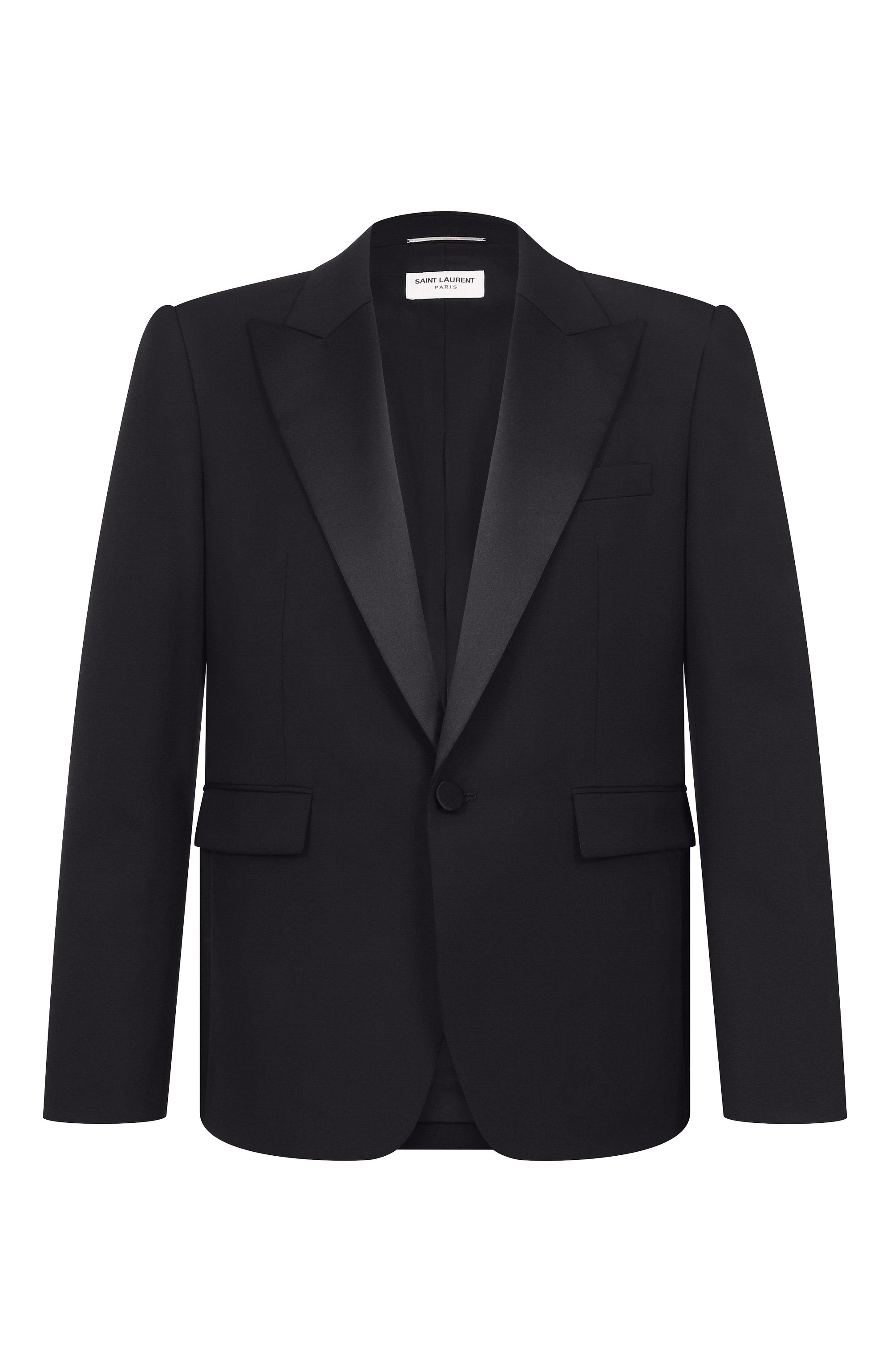 Шерстяной смокинг SAINT LAURENT черного цвета по цене 354000 руб., арт. 780354/Y512W, фото 1 Шерстяной смокинг SAINT LAURENT, арт. 780354/Y512W, фото 1