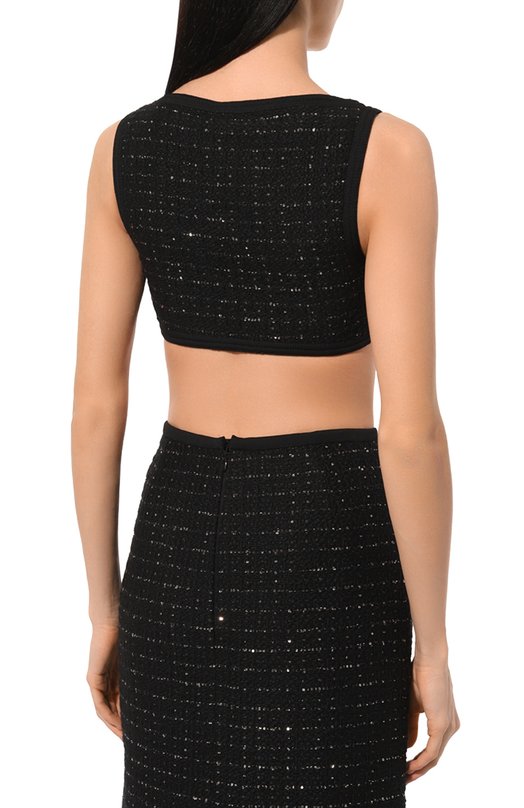 Твидовый топ Giambattista Valli 24FWPVCA1148-08UBE Чёрный  24FWPVCA1148-08UBE Фото 4
