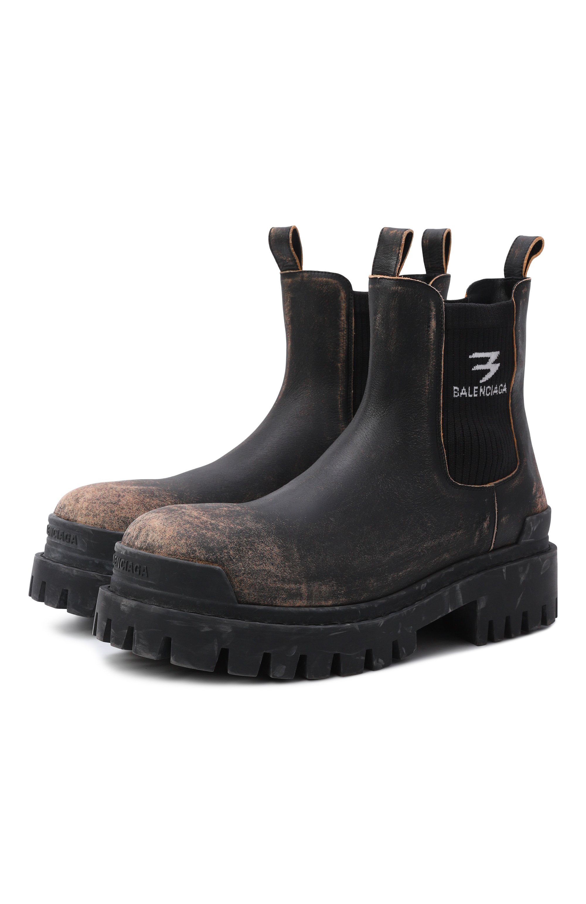 Кожаные челси strike BALENCIAGA темно-серого цвета по цене 104500 руб., арт. 854082/WB228, фото 1 Кожаные челси strike BALENCIAGA, арт. 854082/WB228, фото 1